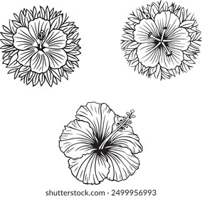 Black and white hibiscus design 