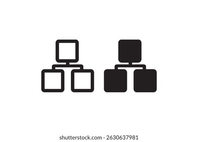 Black and white hierarchical structure icons with simple design.