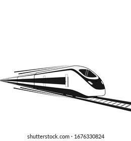 Black and white High Speed Commuter Train vector Illustration, Commuter Train Template Design