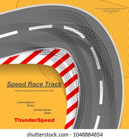 Black and white high speed road on orange background with sample text