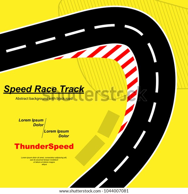 Black and white high speed road on yellow background
with sample text