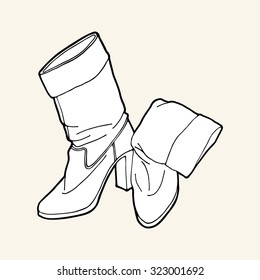 Black & white high-heeled boots