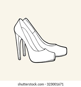 Black & white high-heeled shoes