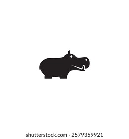 Black and white hippo vector design.