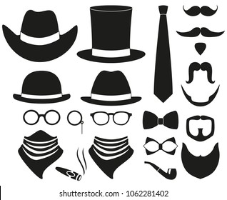 Black and white hipster 21 silhouette element set. Fashion vector illustration for gift card certificate sticker, badge, sign, stamp, logo, label, icon, poster, patch, banner invitation