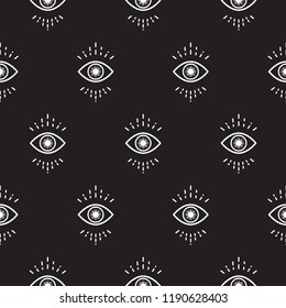 Black and white hipster abstract eye pattern vector background.