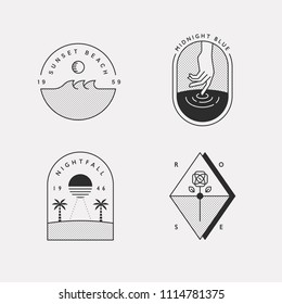 black and white hipster logo sign flat design style vector graphic illustration set