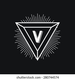 Black and white Hipster logo. Vector isolated illustration