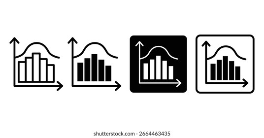 Conjunto de iconos de histograma en blanco y negro Gráficos de visualización de datos Ilustración de diseño de Vector