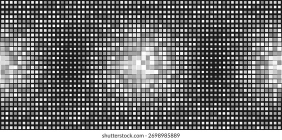 Fondo abstracto geométrico de alta tecnología blanco negro con mosaico de cuadrados Pequeños. Diseño futurista de semitono de Vector