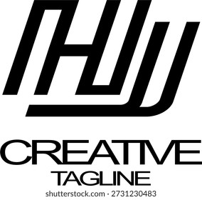 Vector de letra HJ en blanco y negro, diseño fresco del logotipo del negocio.