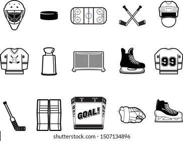 Black and White Hockey Vector Icon Set