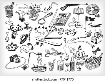 Black and White Holiday Elements (vector)