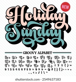 Black and White Holiday Sunday script Groove Retro Vintage Display Bold Font alphabet