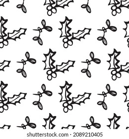 patrón vectorial en blanco y negro y mistletoo