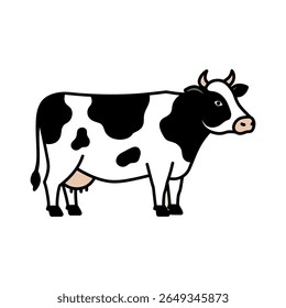 Black and White Holstein Dairy Cow Vector Illustration