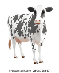 Black and white Holstein milk dairy cow, bovine, cattle, Production agriculture farming mammal isolated on white background, Mesh gradient wes