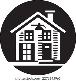 Black and white home facade vector logo