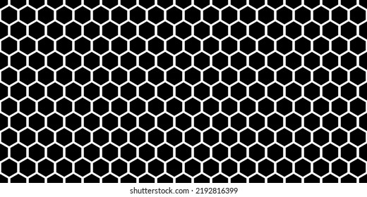Black and white honey comb simple seamless pattern. Regular hive cell texture. Abstract vector background with hexagon geometry. Wallpaper in a minimalist style