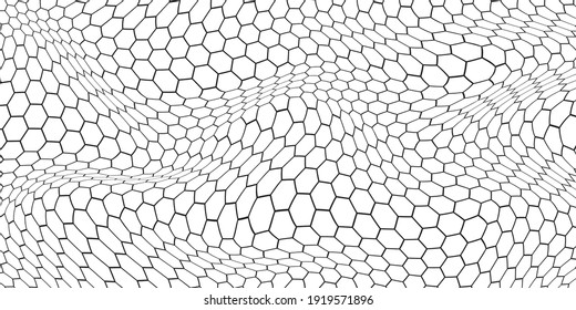 Fondo de células hexagonales de miel negra y blanca. panes hexagonales de colmena geométrica. Ilustración del vector