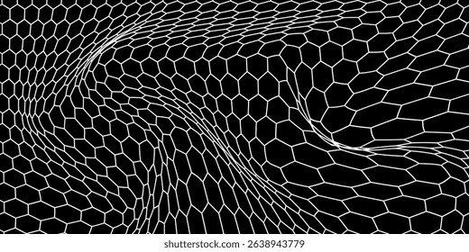 Black and white honey hexagonal cells background. geometric hive hexagonal honeycombs. Vector net dynamic eps 10