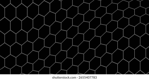 Black and white honey hexagonal cells background. geometric hive hexagonal honeycombs. Vector net dynamic art