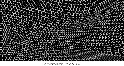 Fondo de células hexagonales de miel en blanco y negro. panales hexagonales de colmena geométrica. Vector neto arte moderno dinámico