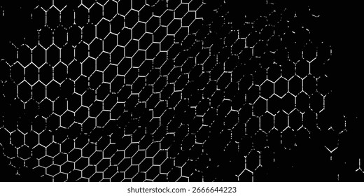 Fondo de células hexagonales de miel en blanco y negro. panales hexagonales de colmena geométrica. Vector neto Vector dinámico ilustración