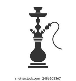 Black and white hookah icon, ideal for designs related to smoking, leisure, and traditional cultures.