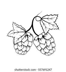 Black and white hop with leaf
