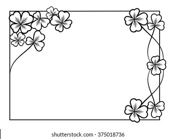 Black and white horizontal frame with shamrock
