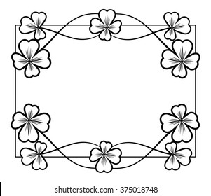 Black and white horizontal frame with shamrock