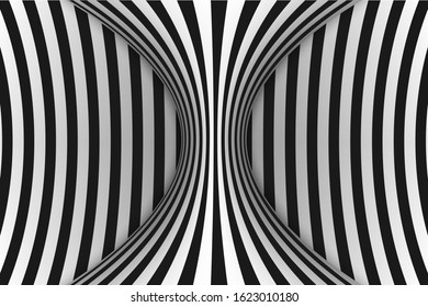 Black and white horizontal lines optical illusion