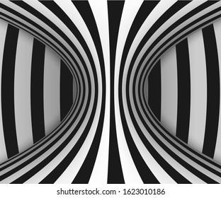 Black and white horizontal lines optical illusion
