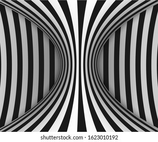Black and white horizontal lines optical illusion