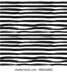 Black and white horizontal stripe background. Hand drawn vector illustration.