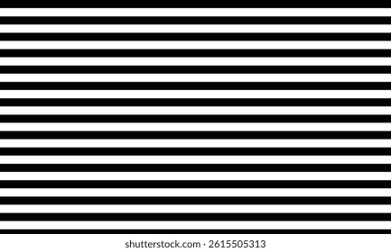 Black and white horizontal striped pattern with clean, modern lines. Ideal for minimalist backgrounds, fashion themes, or graphic design elements with bold contrast.