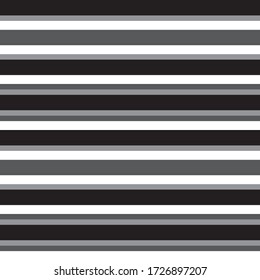 Black and white Horizontal striped seamless pattern background suitable for fashion textiles, graphics
