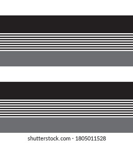 Black and white Horizontal striped seamless pattern background suitable for fashion textiles, graphics