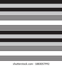 Color negro y blanco Horizontal rayado fondo de patrón sin soldadura adecuado para textiles de moda, gráficos