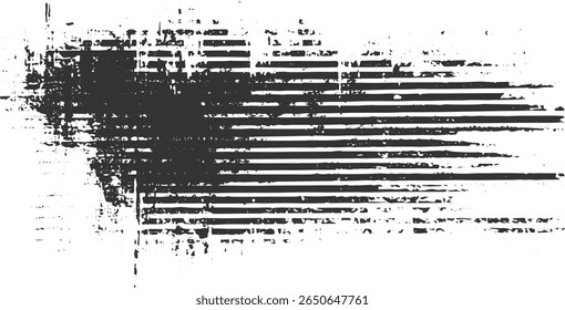 Black and white horizontal stripes with a distressed grunge texture create a chaotic abstract background. The effect is messy and uneven.