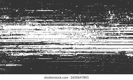 Black and white horizontal stripes with a distressed grunge texture create a textured overlay background pattern.