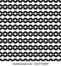 Bandas horizontales en blanco y negro, patrón vectorial de cadena geométrica, fondo de repetición abstracto, mosaico de repetición sin fisuras.