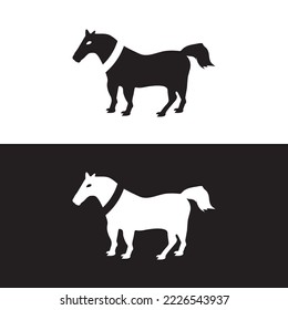 Black and white horse animal logo design 