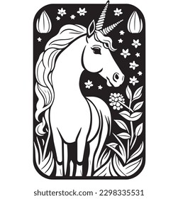 caballo blanco y negro completamente vectorial y editable 