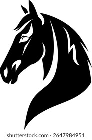Black and White horse Head – Minimalist Line Art Vector Illustration for Logo or Print Design