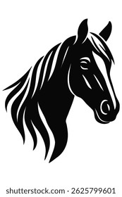 Black and White Horse Head Vector Illustration