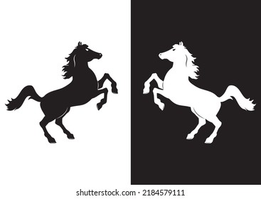 Black and White Horse Icon Clipart Vector Illustration