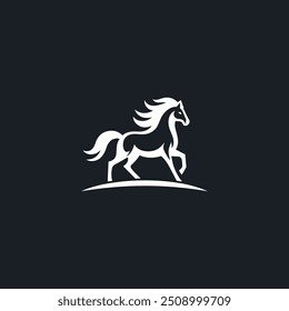 Black White Horse Logo Vector Design Silhouette