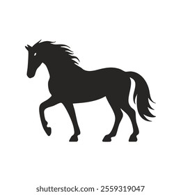 black and white horse silhouette vector icon